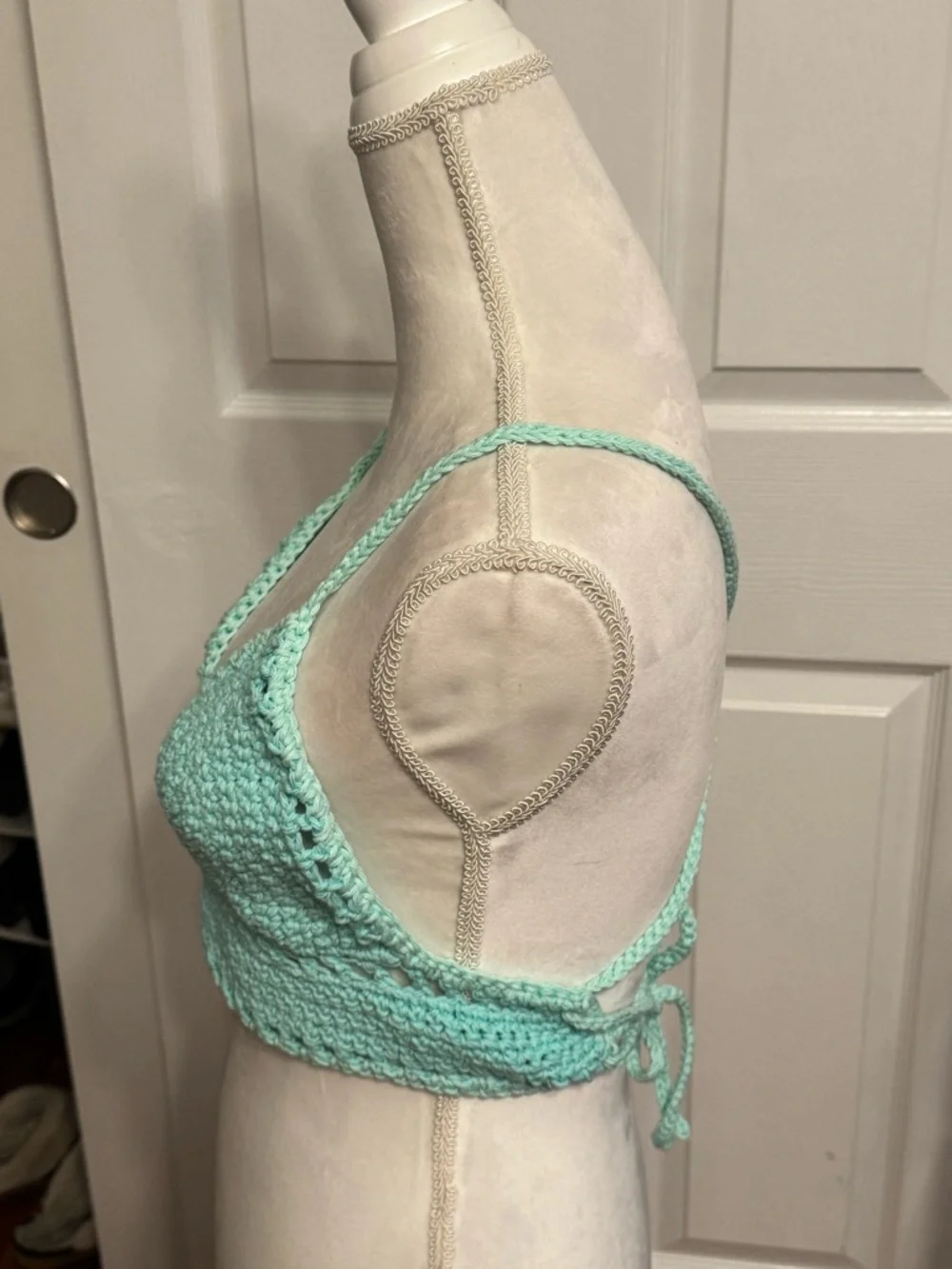 Crochet Bralette in Mint Green Blue Boho Cotton Delicate Crochet Camisole